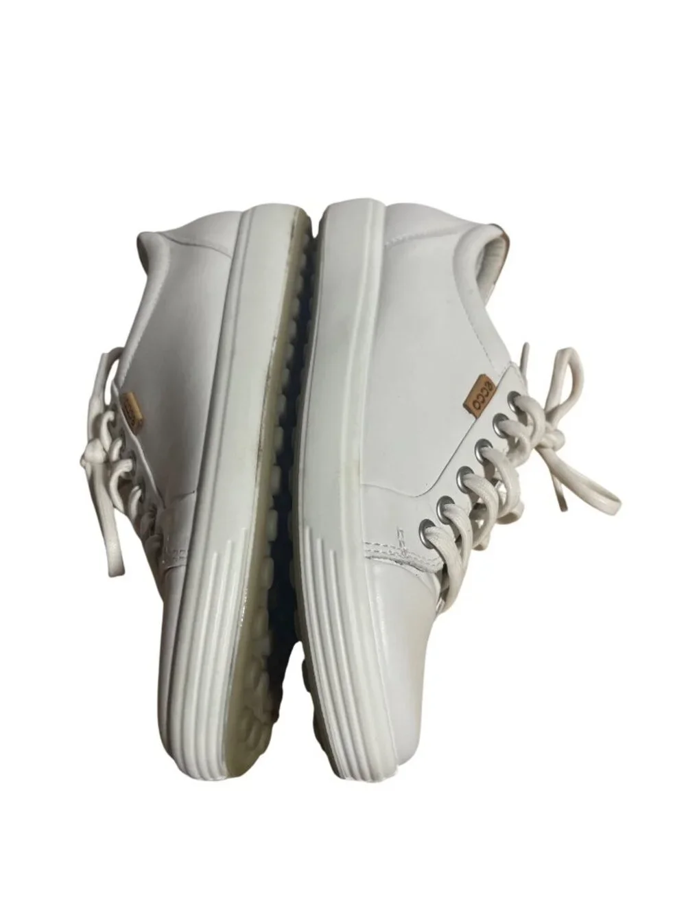 Ecco Womens Soft 7 White Leather LaceUp Sneakers Size 6-6.5 EU 37 Casual Comfort